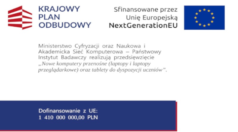 Nasza szkoła z otrzymanym sprzętem w ramach KPO